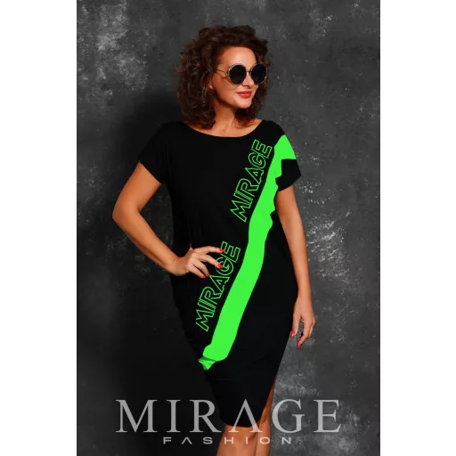 Mirage Blossom asszimetrikus tunika, fekete-zöld