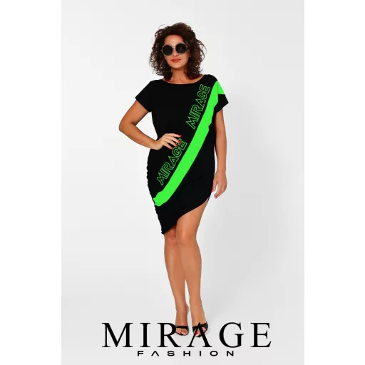 Mirage Blossom asszimetrikus tunika, fekete-zöld