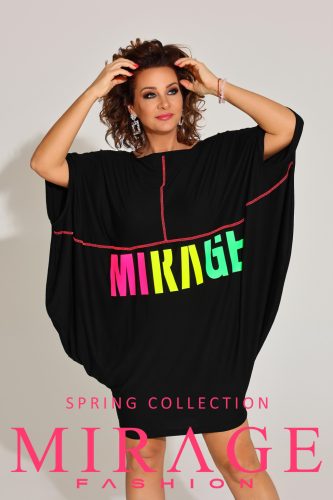 Mirage Jennefer bő pamut tunika, fekete