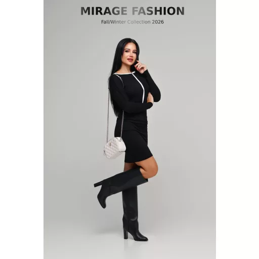 Mirage Zipi paszpólos ruha, fekete