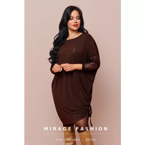 Mirage Wodena csipkebetétes tunika, csokibarna