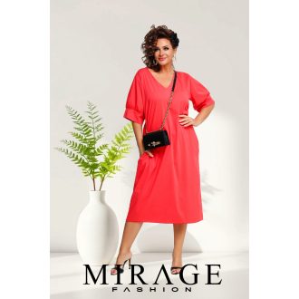 Mirage Istanbul puplin hosszú ingruha, korall