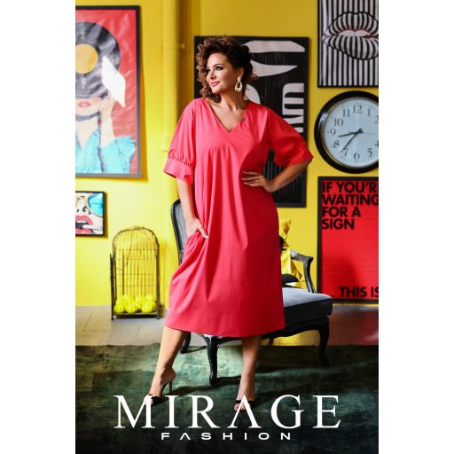 Mirage Istanbul puplin hosszú ingruha, korall