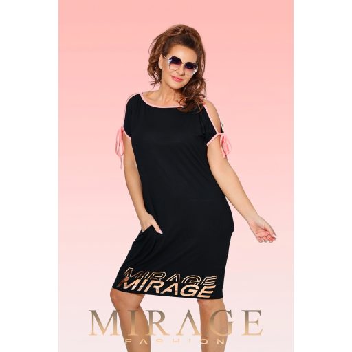Mirage Keroy vállán kivágott ruha, fekete-papaya
