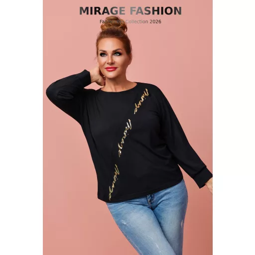 Mirage Omega szabott pamut felső, fekete