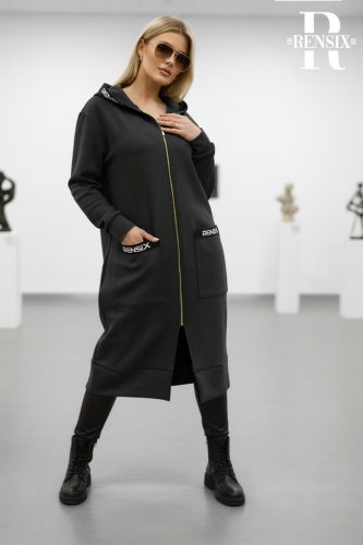 Rensix Navas arany zippes hosszú kardigán, sötétbarna