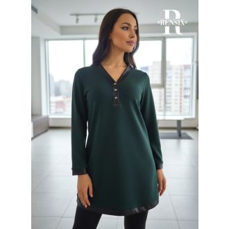 Rensix Tissaia díszgombos ruha, smaragdzöld