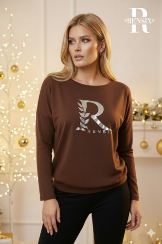 Rensix Letter gumis aljú felső, csokibarna