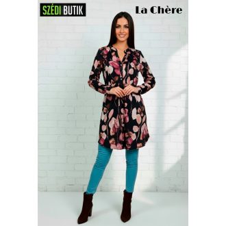 La Chére Rita húzókás tunika, fekete leveles
