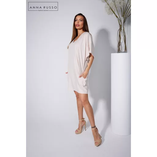 Anna Russo Paulina swarovski köves ruha, bézs