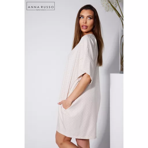 Anna Russo Paulina swarovski köves ruha, bézs