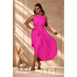 Mirage Zira öves silky szatén maxiruha, neon pink