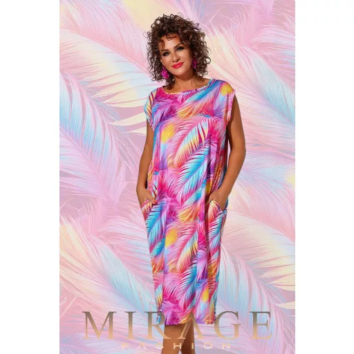 Mirage Filippa zsebes hosszú ruha, tollas