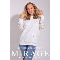 Mirage Garner csipkebetétes rövid pulóver, krém