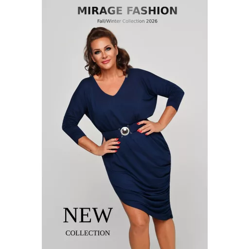 Mirage Trudy asszimetrikus öves pamut ruha, sötétkék