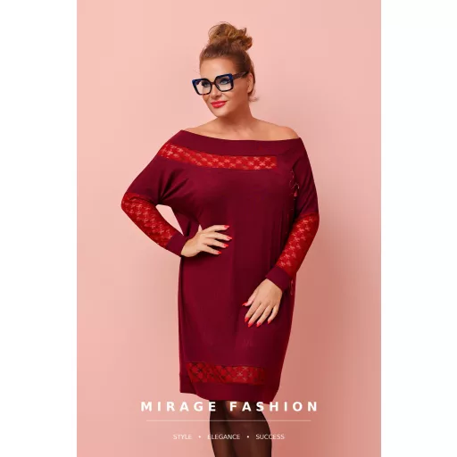 Mirage Amaretto csipkebetétes tunika, bordó