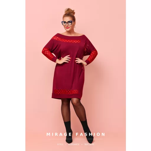 Mirage Amaretto csipkebetétes tunika, bordó