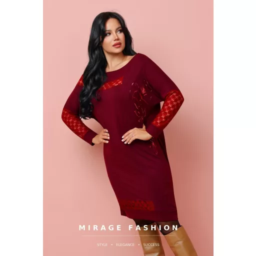 Mirage Amaretto csipkebetétes tunika, bordó