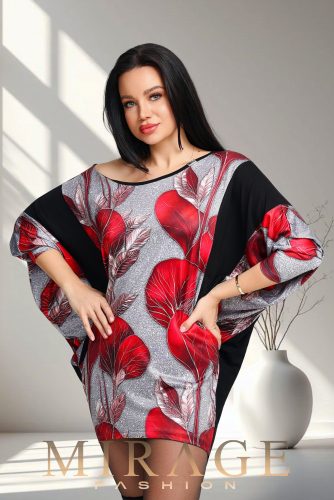 Mirage Hunter denevér ujjú alkalmi tunika, virágos