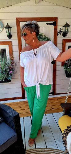 Fashion by Nono Léna bővebb szárú nadrág, zöld