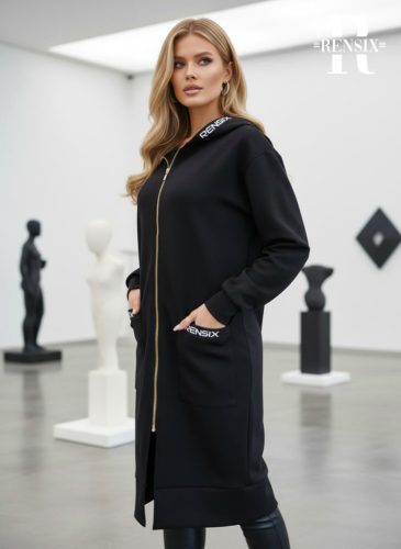 Rensix Navas arany zippes hosszú kardigán, fekete