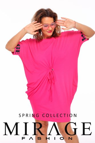 Mirage Jersey deréknál húzókás tunika, pink