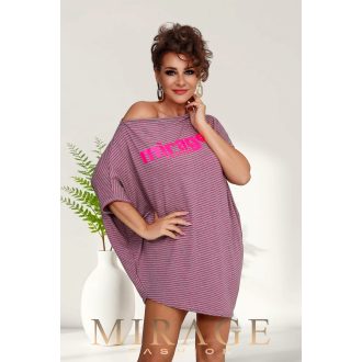 Mirage Sziszy asszimetrikus tunika, szürke pink csíkos