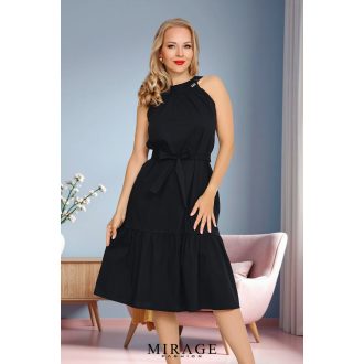 Mirage Evangeline puplin hosszú ruha, fekete