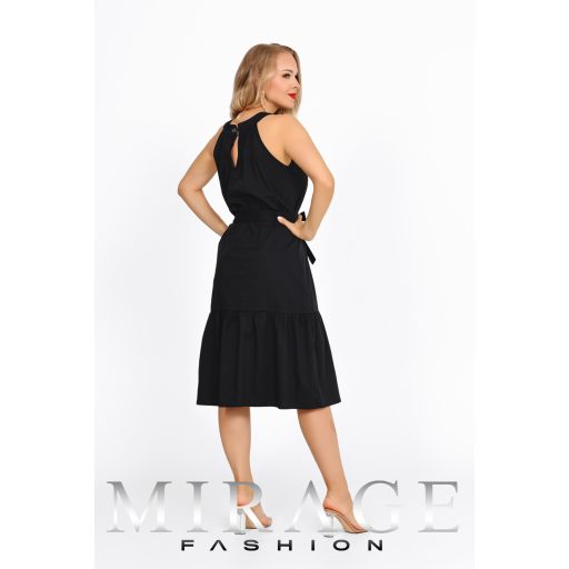 Mirage Evangeline puplin hosszú ruha, fekete