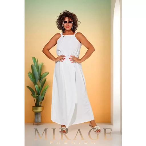 Mirage Bellona átlapolt szoknyás maxiruha, krém
