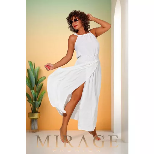Mirage Bellona átlapolt szoknyás maxiruha, krém