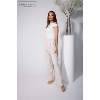 Anna Russo Zaya swarovski köves nadrág, bézs