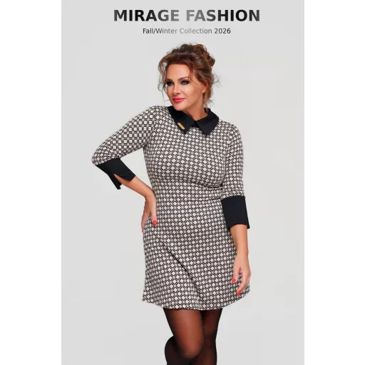 Mirage Michael vastag jacqaurd ruha, bézs-fekete mintás