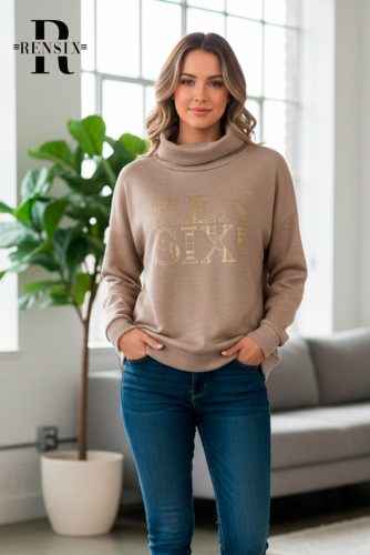 Rensix Renfri kötött bordás garbó, bézs