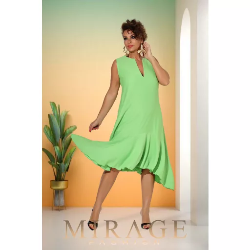 Mirage Galilei silky szatén fodros ruha, avokádó