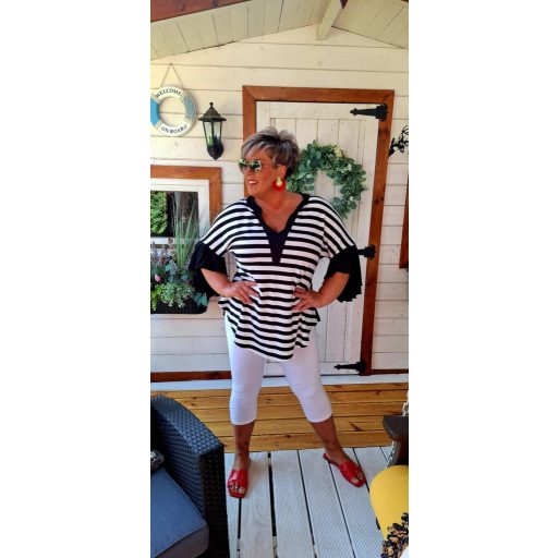 Fashion by Nono Gigi fodros felső, csíkos-fekete