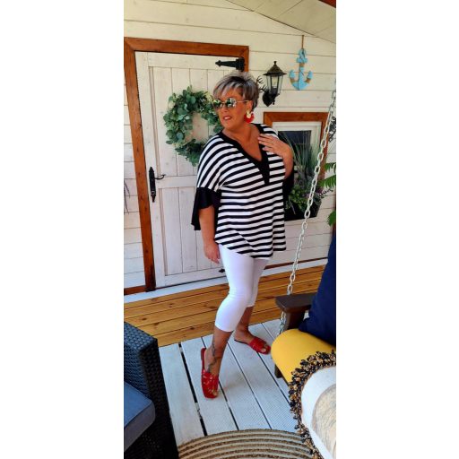 Fashion by Nono Gigi fodros felső, csíkos-fekete