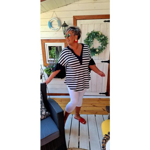 Fashion by Nono Gigi fodros felső, csíkos-fekete