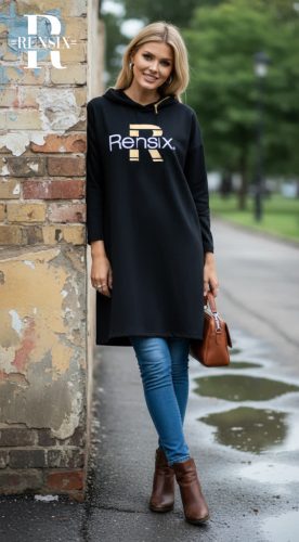 Rensix Panama zippes kapucnis pulóver, fekete