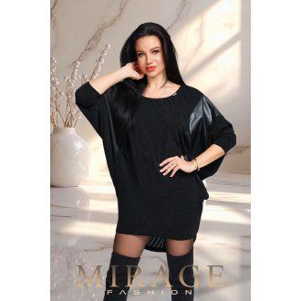 Mirage Noémi bőrbetétes alkalmi tunika, éjfekete