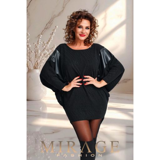 Mirage Noémi bőrbetétes alkalmi tunika, éjfekete