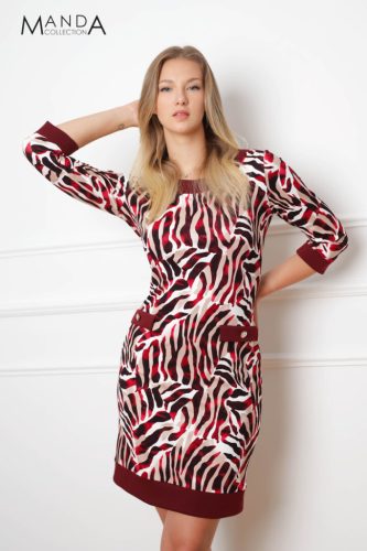 Manda Amanda alkalmi ruha, burgundi mintás