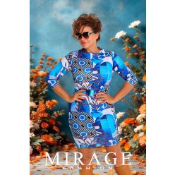 Mirage Rosalinda félgarbós ruha, kék mintás