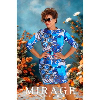 Mirage Rosalinda félgarbós ruha, kék mintás