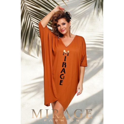 Mirage Szuzy V nyakú, bő tunika, barna