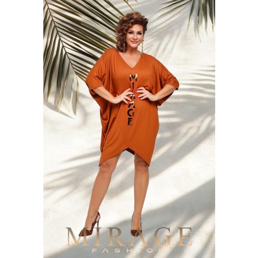 Mirage Szuzy V nyakú, bő tunika, barna