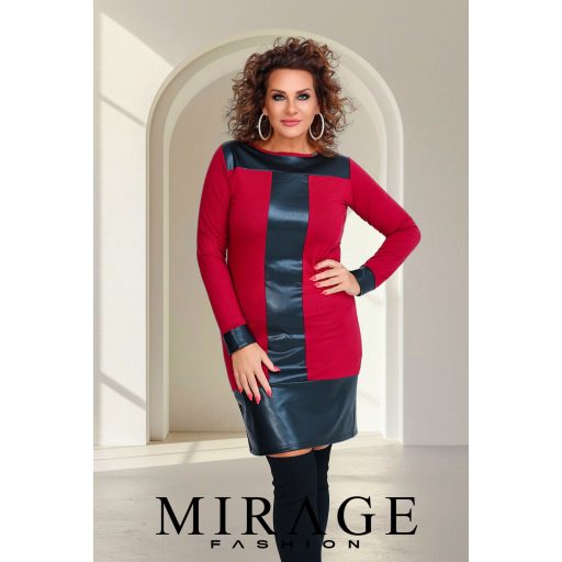 Mirage Cocoa bőrbetétes ruha, bordó