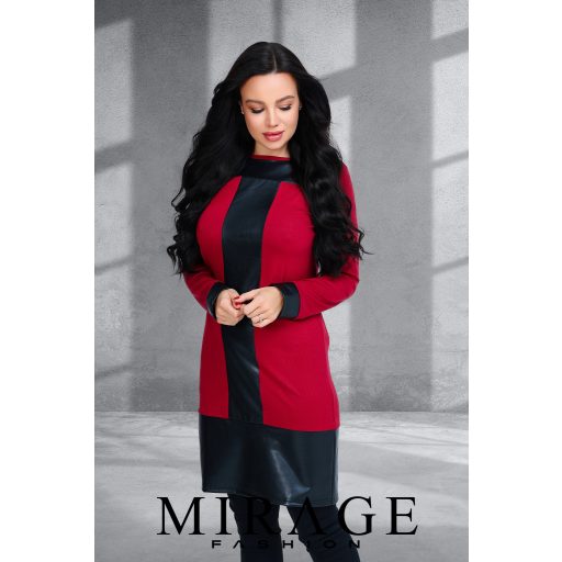 Mirage Cocoa bőrbetétes ruha, bordó