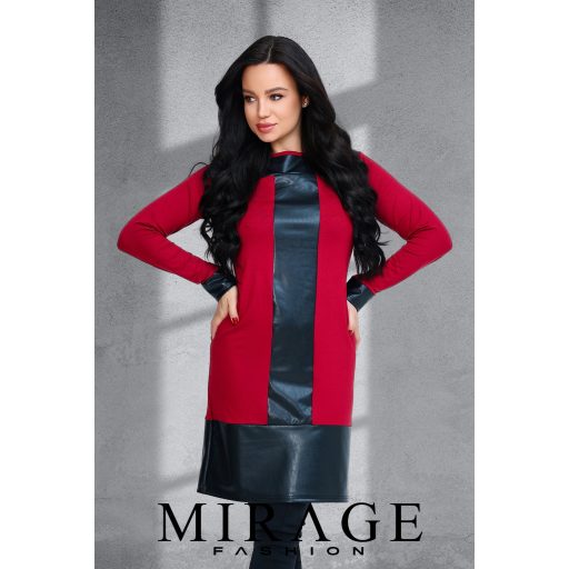 Mirage Cocoa bőrbetétes ruha, bordó