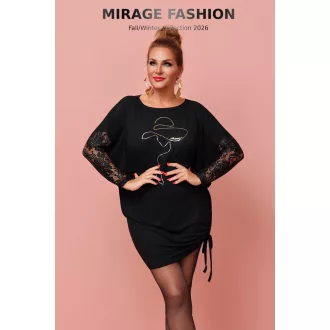 Mirage Wodena csipkebetétes tunika, fekete
